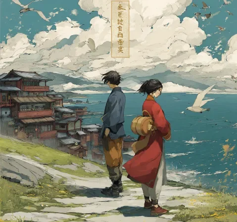 校园恋爱题材漫画封面氛围图